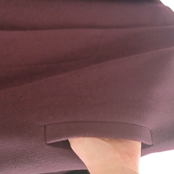 Albert Nipon Wool Cashmere Blend Deep Burgundy Swing Coat, Button Front, Pockets - Picture 10 of 16